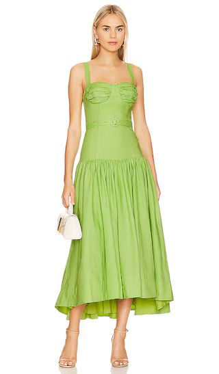 NICHOLAS Drenica Drop Waist Corset Midi Dress in Green. - size 6 (also in 10, 2, 4, 8) | Revolve Clothing (Global)