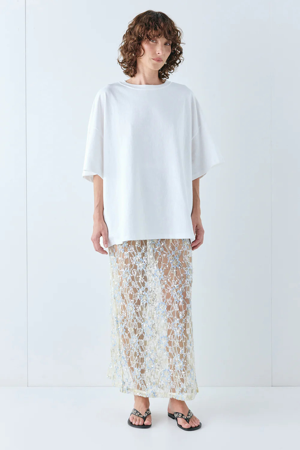 Devyn Sequin Midi Skirt Lace | VRG Grl