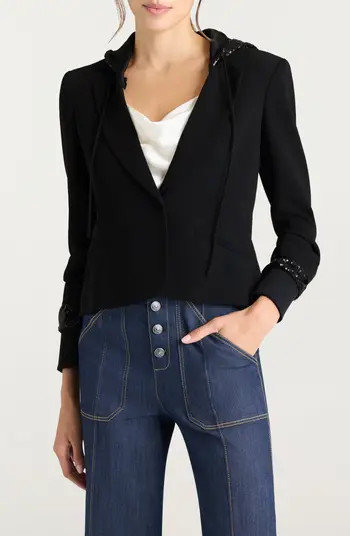 Khloe Sequin Trim Hooded Blazer | Nordstrom
