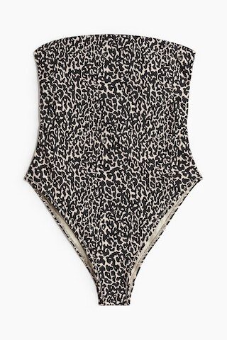 H & M - Bandeau-Badeanzug mit wattierten Cups und High Leg - Beige - Damen | H&M (DE, AT, CH, NL, FI)