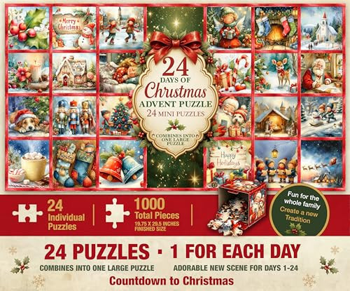 Prime Time Puzzles Christmas Advent Puzzle 1000 Piece Countdown 2026 | Amazon (US)