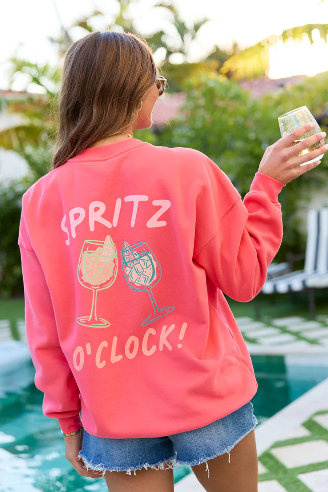 Cin Cin! Light Red Graphic Sweatshirt | Pink Lily