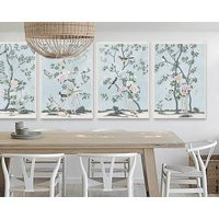 Nauzha Chinoiserie Blue Panels, Set Of 4, Silk Fabric, Wall Art, Decor, Decal, Hanging - Colourful P | Etsy (US)