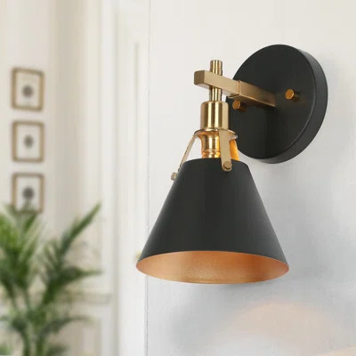 1- Light Black/ Brass Armed Wall Sconce | Wayfair North America