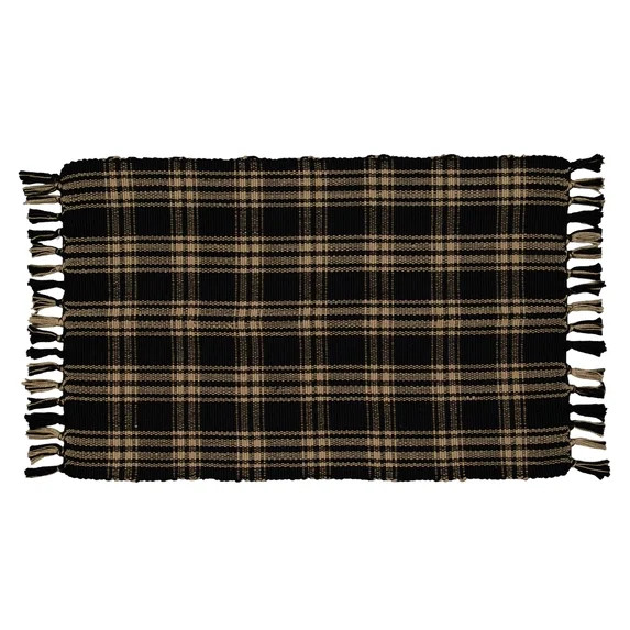 My Texas House Black Plaid Indoor/Outdoor Layering Rug, 24" x 38" | Walmart (US)