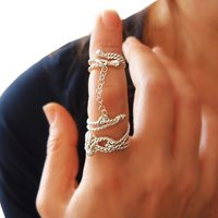 Rope Knot Full Finger Chained Ring in Sterling Silver, Nautical & Climb Jewelry | Etsy (US)