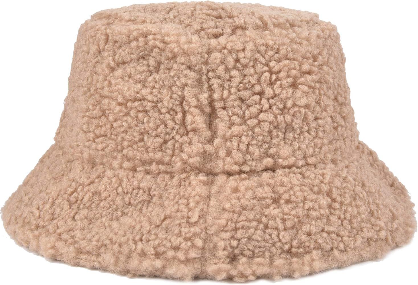 ChezAbbey Bucket Hat Women's Faux Fur Hat Girls' Teddy Style Winter Hat Fisherman Hat Warm Windproof | Amazon (US)