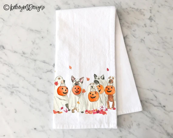 Halloween Dogs Tea Towel Fall Kitchen Decor Halloween Dish - Etsy | Etsy (US)