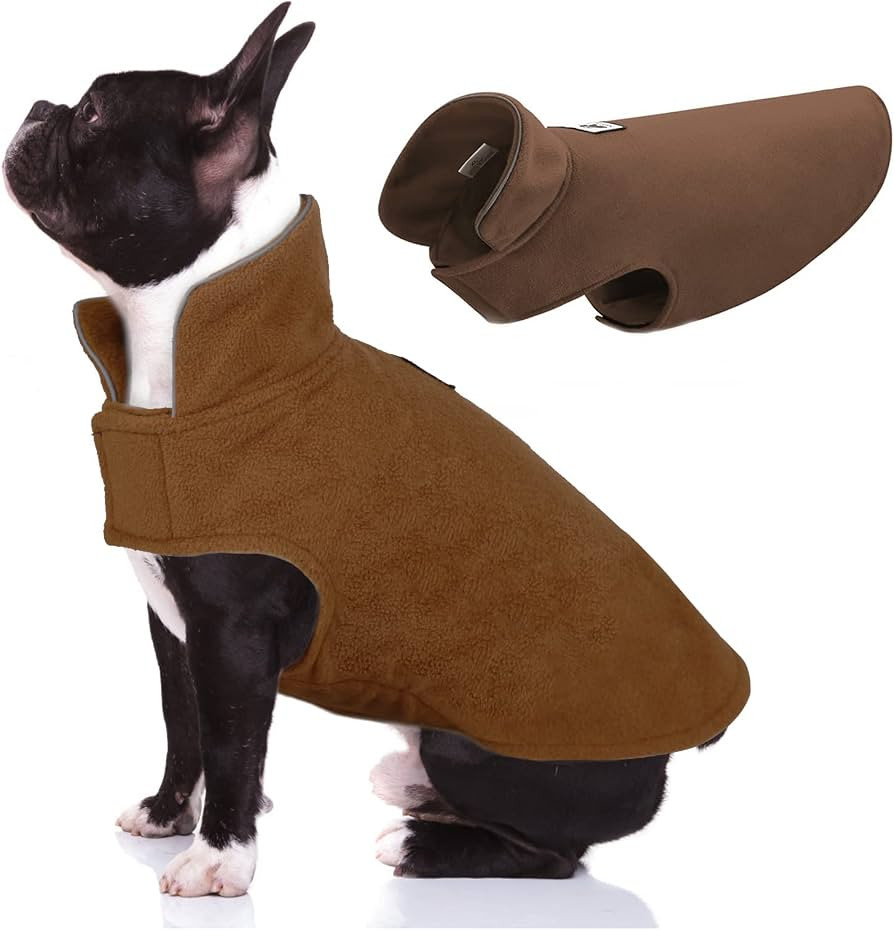 DENTRUN Windproof Winter Warm Fleece Medium Dog Coat Reversible Puppy Jacket Reflective Soft Pet ... | Amazon (US)