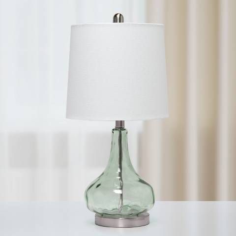 Axia Clear Gray Sage Glass Accent Bedside Desk Table Lamp | Lamps Plus