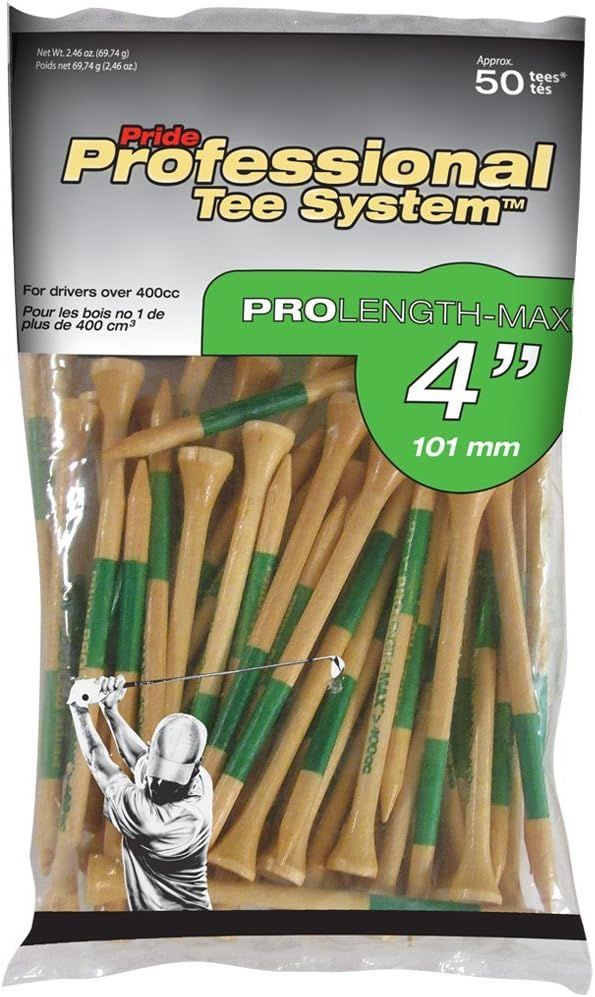 Pride Professional Tee System (4 inch ProLength Max Tee - 50 Count Bags (Green on Natural) | Amazon (US)