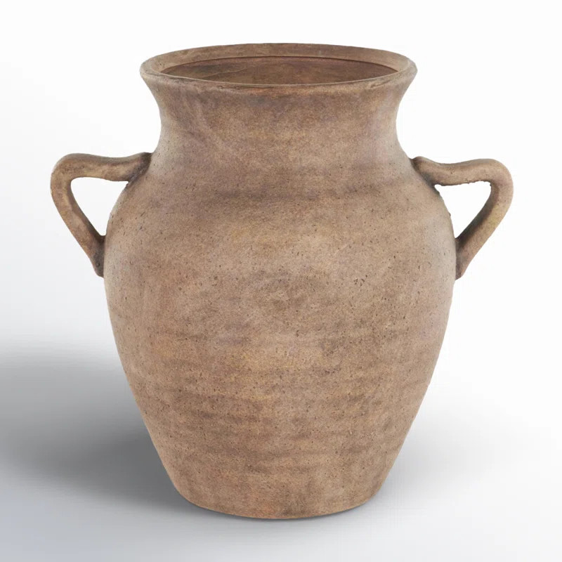 Daily Ceramic Antique Style Textured Vase With Shadings And Handles | Wayfair North America