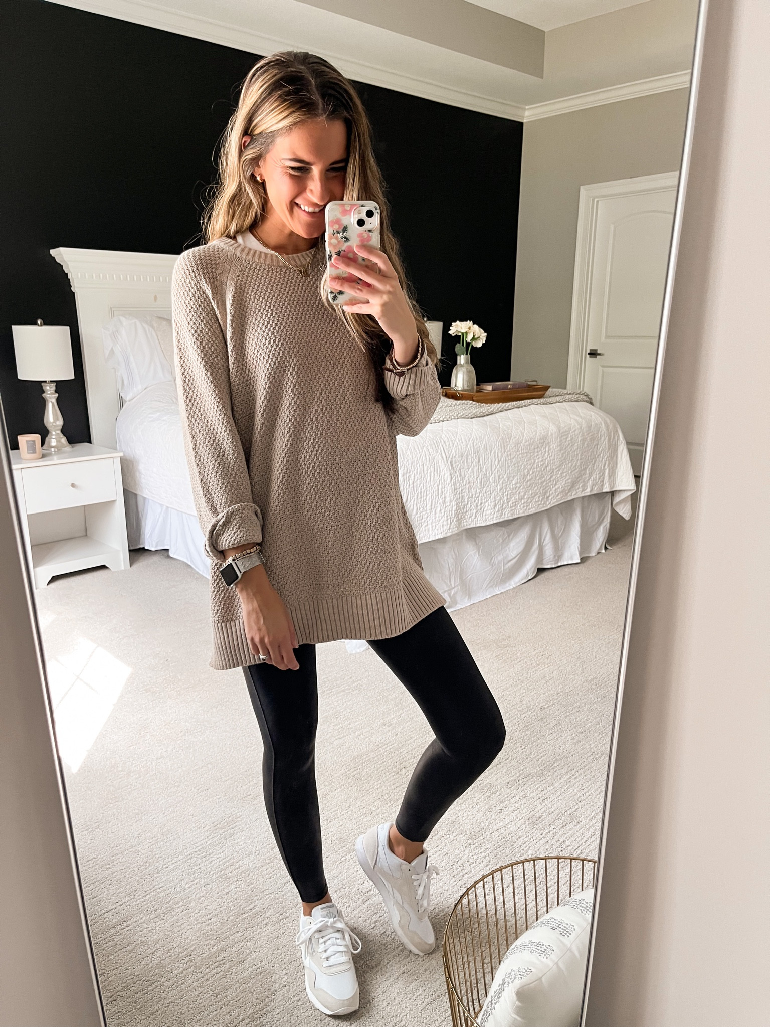 Stay at home mom fall outfit idea 🤎 I sized up to medium in the sweater for a looser fit. XS leggings

Casual outfit, leggings outfit, faux leather leggings outfit, sneakers outfit, oversized sweater, fall outfit

#LTKstyletip #LTKsalealert #LTKfindsunder50