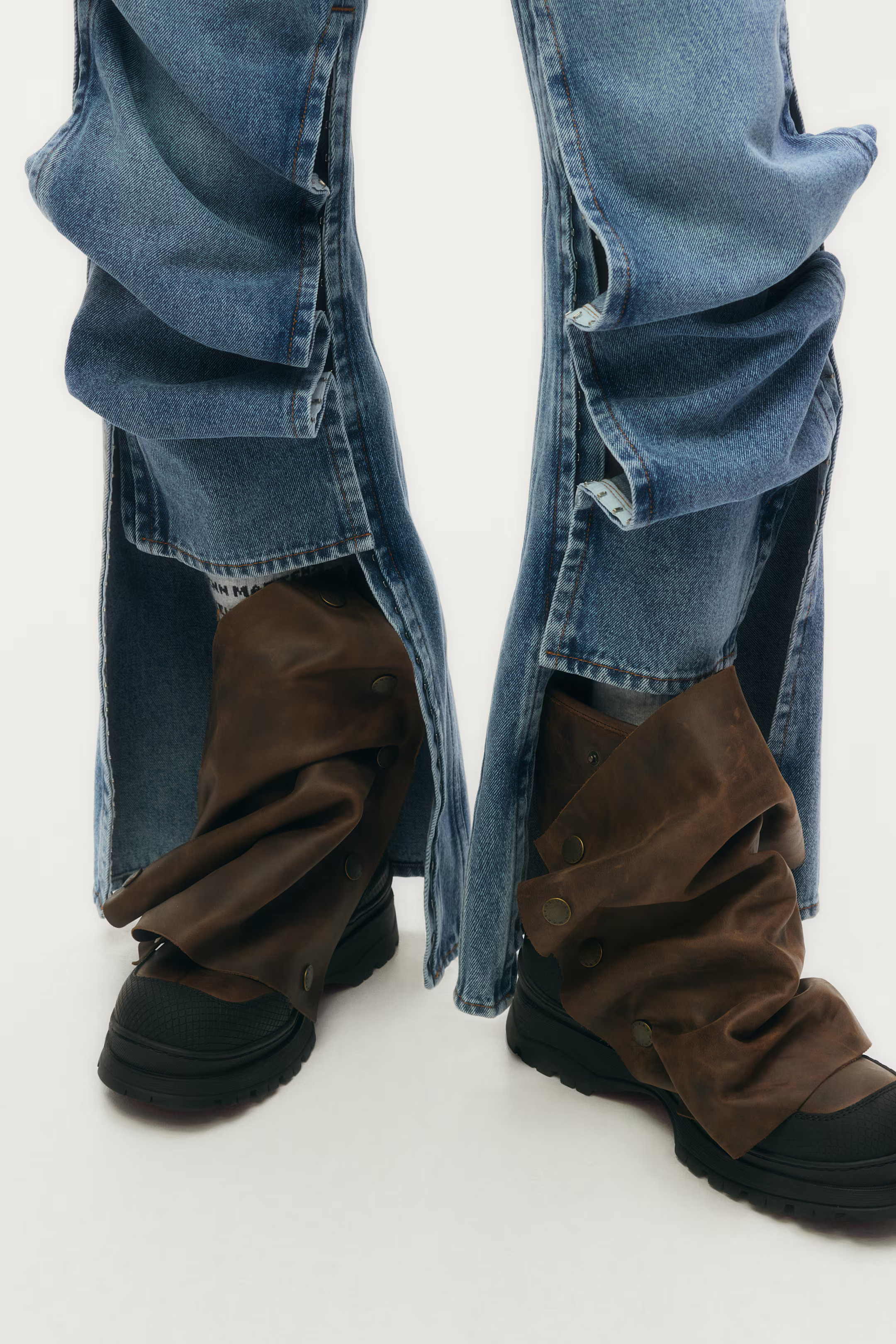 Gaiter-Detail Leather Boots | H&M (US + CA)