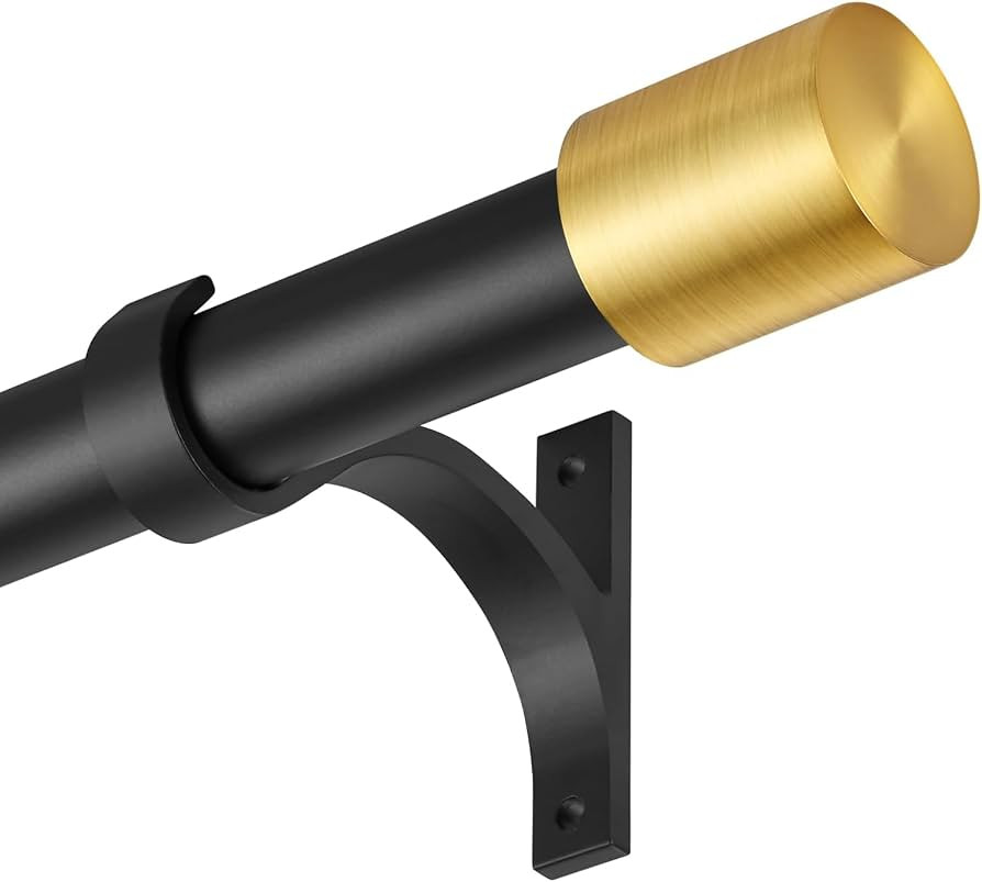 Drapery Window Curtain Rods 36 to 72 Inch, Modern Window Curtain Rod with Brushed Gold End Cap Fi... | Amazon (US)