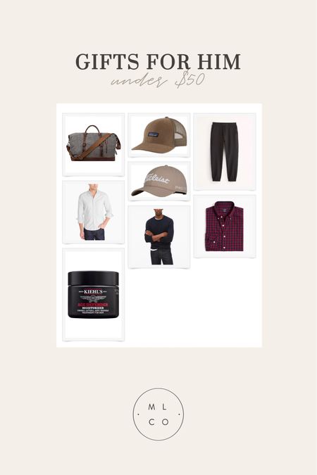 The holiday gift guide for him - under $50
•
•
•
Mens travel bag, men’s hat, casual hat, joggers, men’s untucked shirt, men’s skincare, men’s sweater, golf gift idea, Men’s boots, men’s casual shoes, men’s gift guide, men’s socks, men’s leather golf scorecard, men’s new balance sneaker, men’s winter leather gloves, men’s plaid scarf, men’s fashion, gifts for him, husband gift, father gift, brother gift, dad gift, sibling gift, affordable gifts 

#LTKhome #LTKSeasonal #LTKHoliday