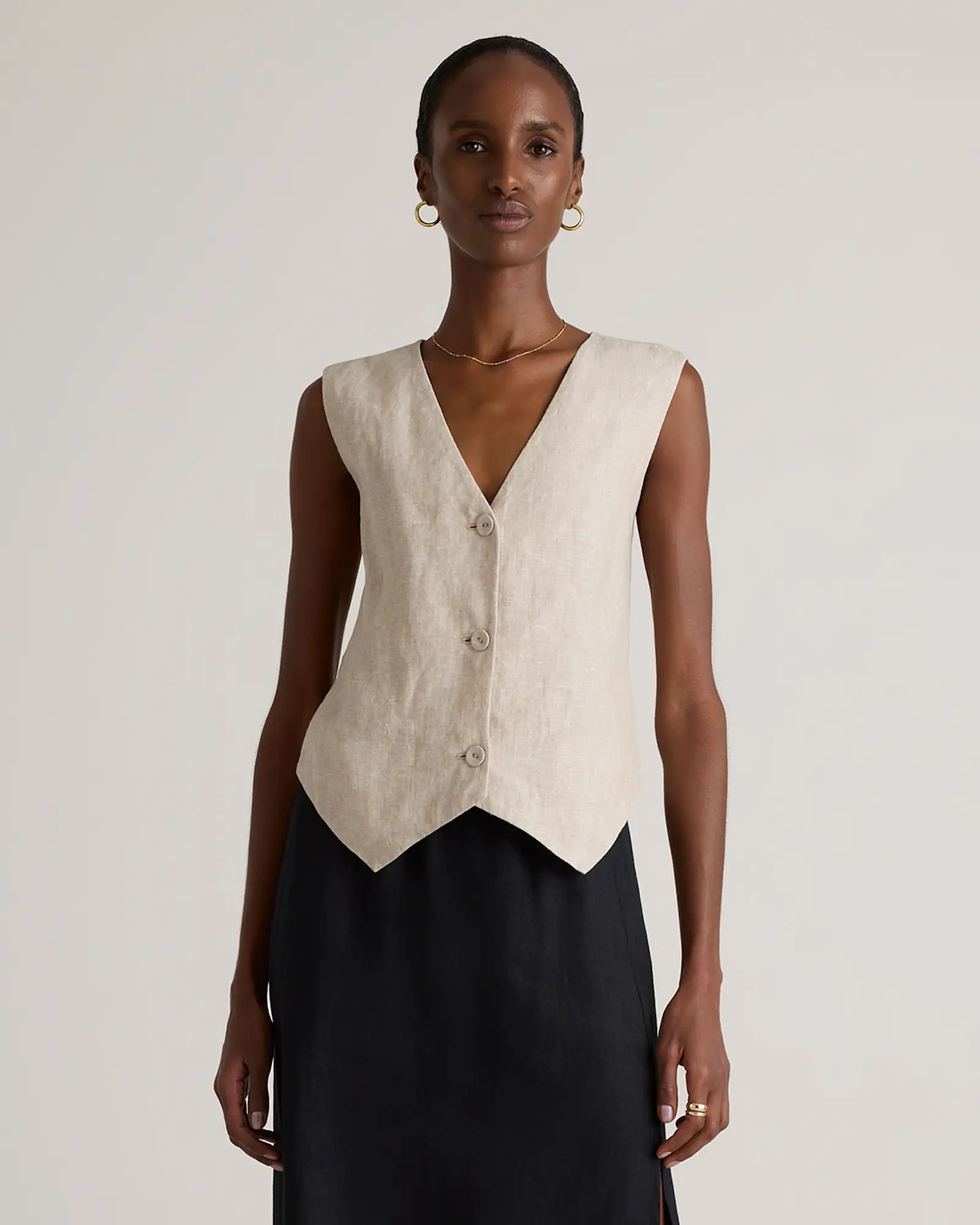 100% European Linen Vest in Flax | Quince