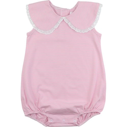 Pink Striped Knit Eyelet Bubble | Cecil and Lou