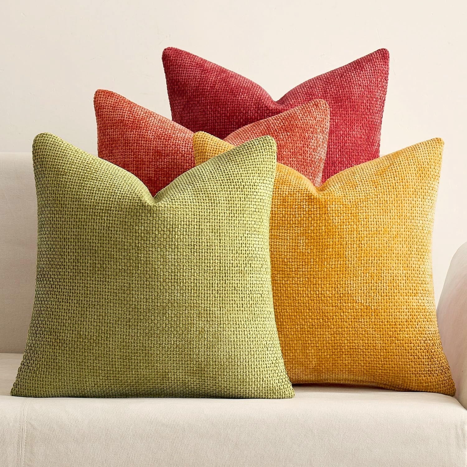 Lomyolo Set of 4 Chenille Pillow Covers - 18x18 Inch Soft Farmhouse Decor for Couch, Sofa, Bedroo... | Walmart (US)
