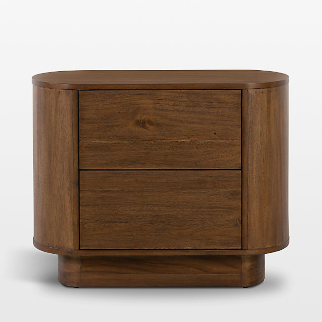 Panos Curved Acacia Wood Nightstand | Crate & Barrel | Crate & Barrel