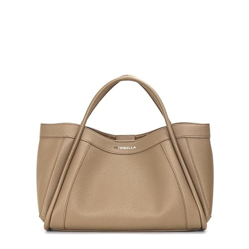 Women's Elegant Top Handle Handbag Tote Satchel Purse with Detachable Shoulder Strap, Crossbody & Shoulder Bag (Khaki) | Amazon (US)