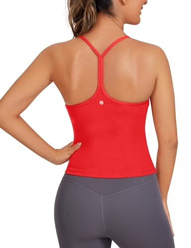 CRZ YOGA Butterluxe Racerback Tank Tops for Women - Scoop Neck Spaghetti Strap Padded Workout Cam... | Amazon (US)