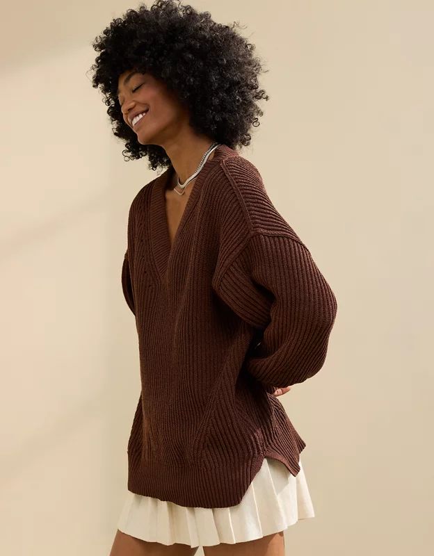 Aerie Beyond Chenille V-Neck Sweater | Aerie