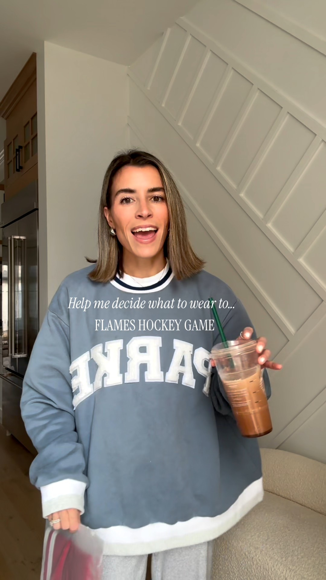 Red track pants size small
Grey crewneck Abercrombie last year 
Cropped dress shirt Madewell (old) 

Game outfits, hockey game outfits 

#LTKFindsUnder50 #LTKFindsUnder100 #LTKStyleTip