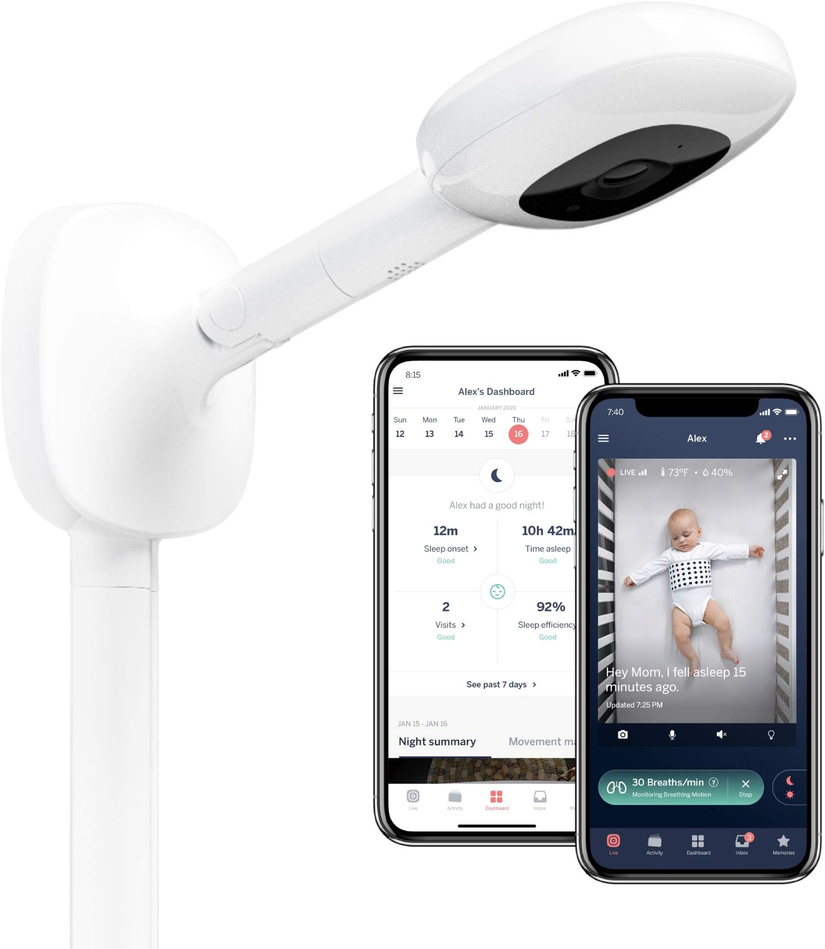 Nanit Pro Smart Baby Monitor & Wall Mount – 1080p Secure Wi-Fi Video Camera, Sensor-Free Sleep and B | Amazon (US)