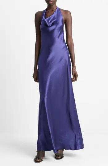 Cowl Neck Satin Halter Dress | Nordstrom