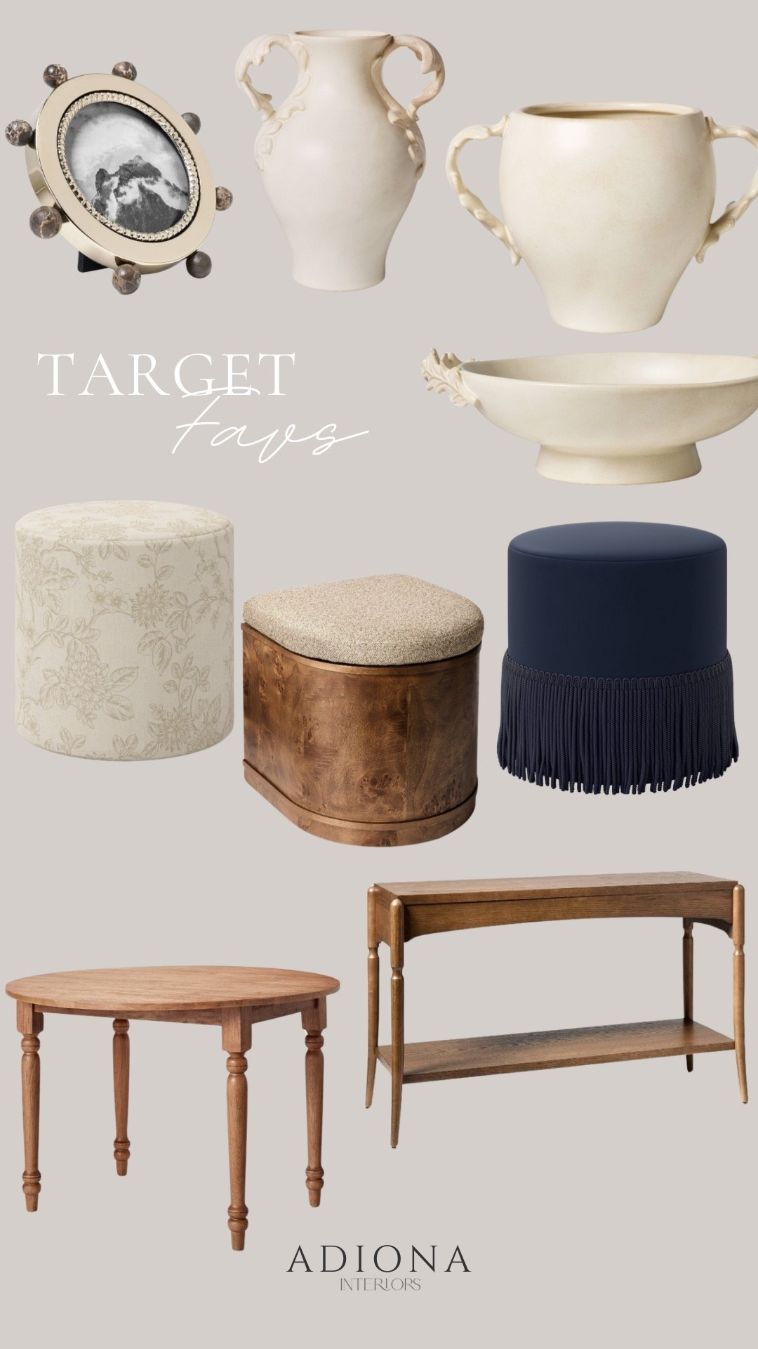 Target favorites 

Target home, vase, catchall, console table, ottoman, picture frame, livingroom decor

#LTKSeasonal #LTKHome

#LTKSeasonal #LTKHome