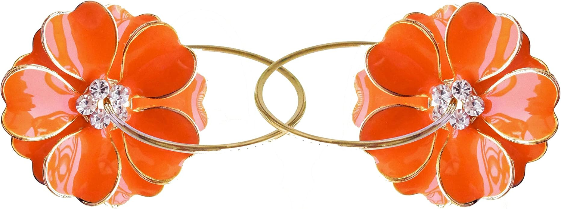 Navachi 18k Gold Plated Enamel Flower Crystal Hoop Earrings(Dia. 3cm) | Amazon (US)
