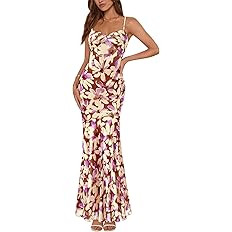 BTFBM Summer Dresses for Women 2026 Spaghetti Straps Sundress Twist Knot Mesh Mermaid Wedding Gue... | Amazon (US)