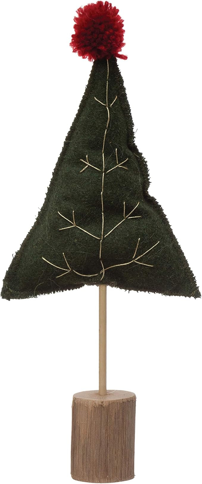 Creative Co-Op 4-3/4"L x 1-1/2"W x 12-1/4"H Wool Felt Tree w/Gold Thread & Red Pom, Green Figures... | Amazon (US)