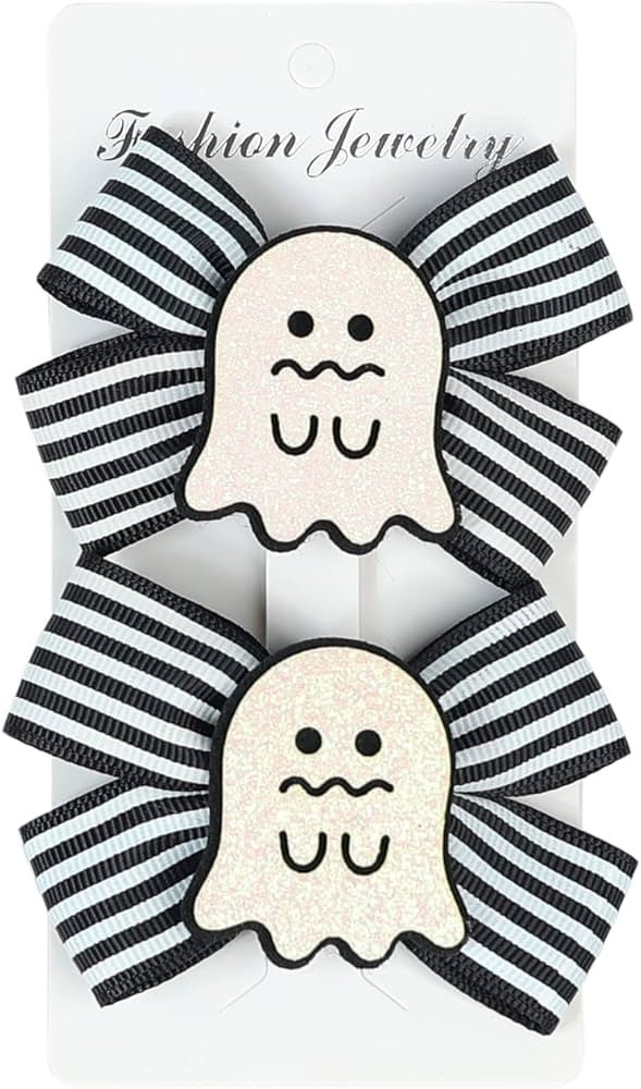Halloween Hair Bow Pumpkin bat Spider Ghost hairpin Halloween Party Hair Accessories. (Ghost) | Amazon (US)