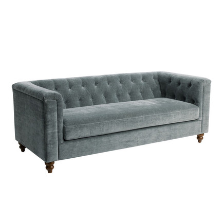 Steel Gray Crushed Velvet Chesterfield Sofa