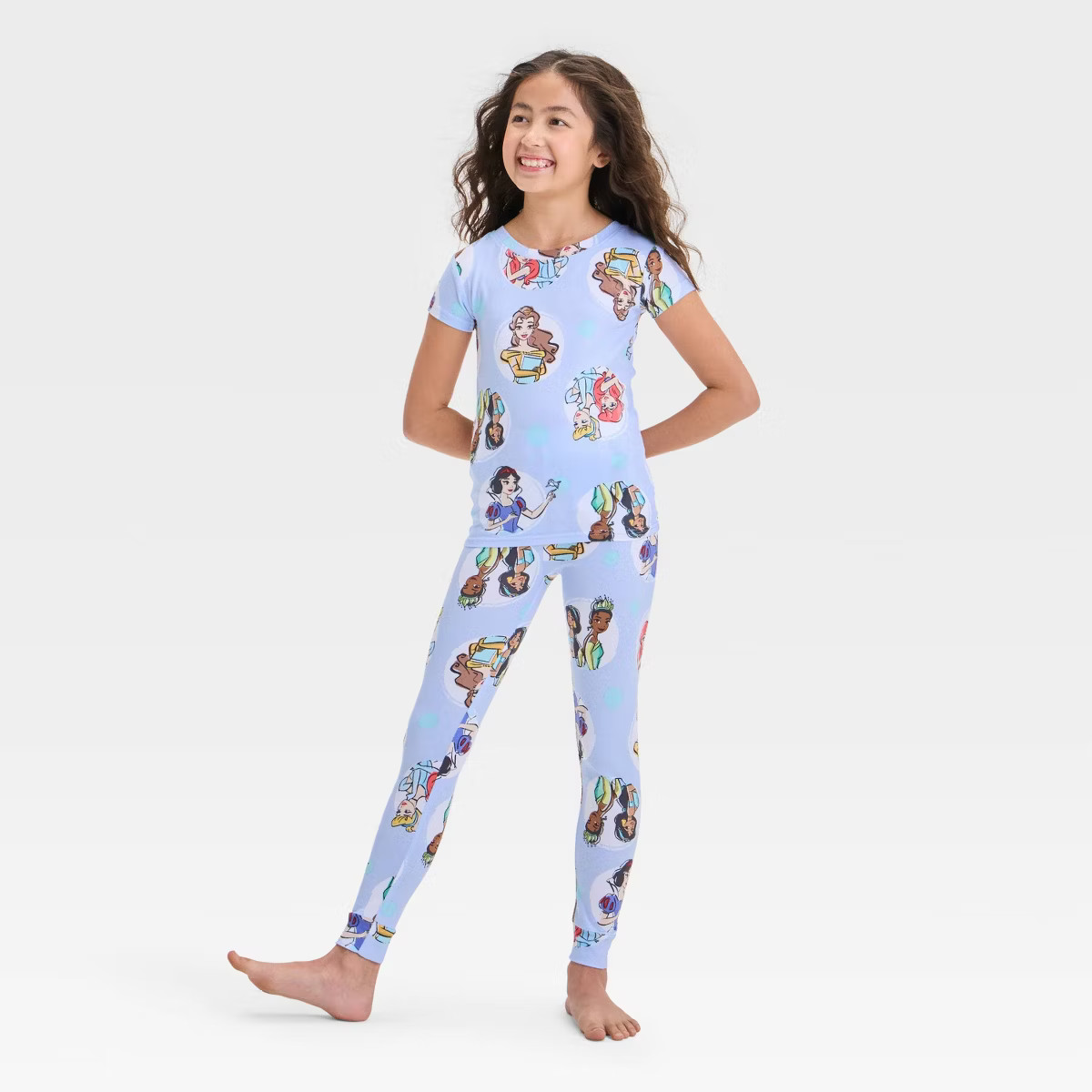 Girls' Disney Princess 3pc Pajama Set - Blue | Target