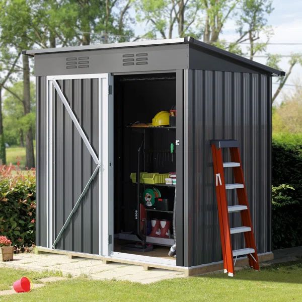 5 ft. W x 3 ft. D Galvanized Steel Storage Shed | Wayfair North America