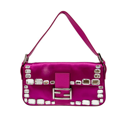 FENDI Baguette Pink Silk with Large Crystals Shoulder Bag | eBay US