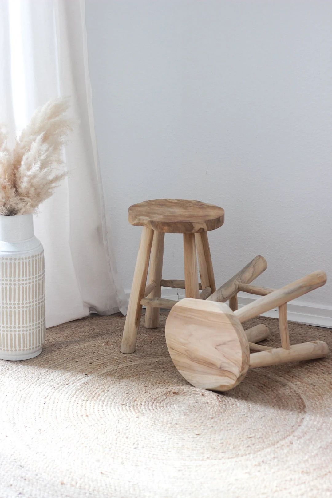 Wooden Stool / Side Table / Plant Stool / Teak Stool / Round - Etsy.de | Etsy (DE)