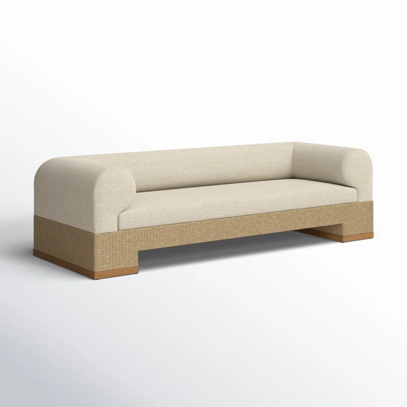 Leonitus 107" Outdoor Teak Patio Sofa with Cushions | Wayfair North America