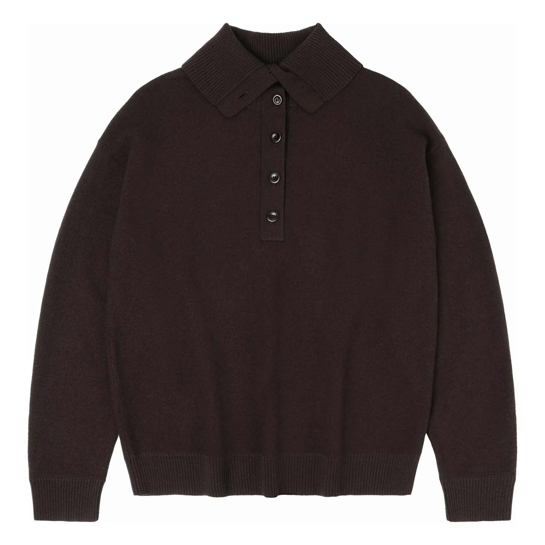 Pullover mit Polokragen aus Filz und Merinowolle - Damenkollektion | Braun | Smallable