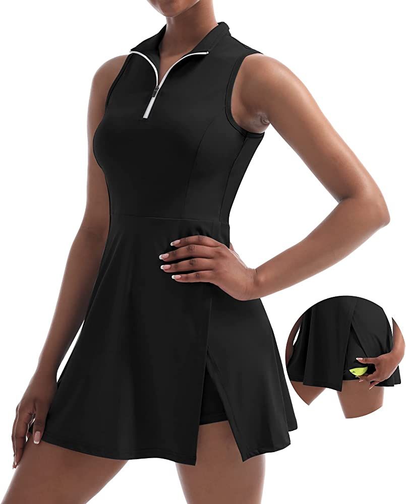 CUGOAO Womens Tennis Dress Golf Dress Workout Dress with Shorts and Pockets for Sleeveless Athlet... | Amazon (US)