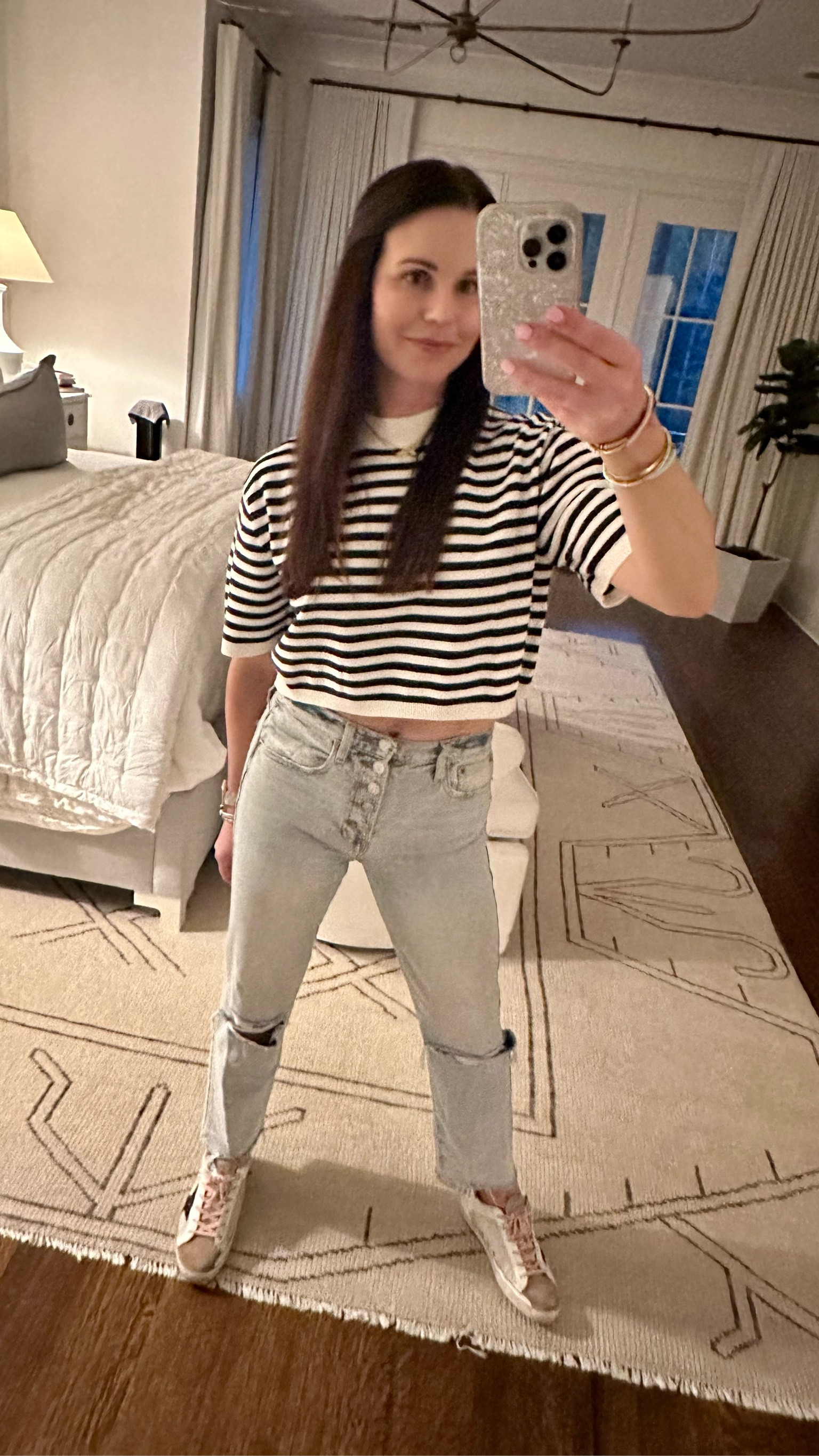 #FNL Homecoming look ❤️🩵🐻 
Go Bruins! 
Happy Fall y’all! 
Similar products linked! 
Top by :Miou Muse available at @shopyorklaine 
Bracelets: @styleforthesouthjewelry 
#LTK 