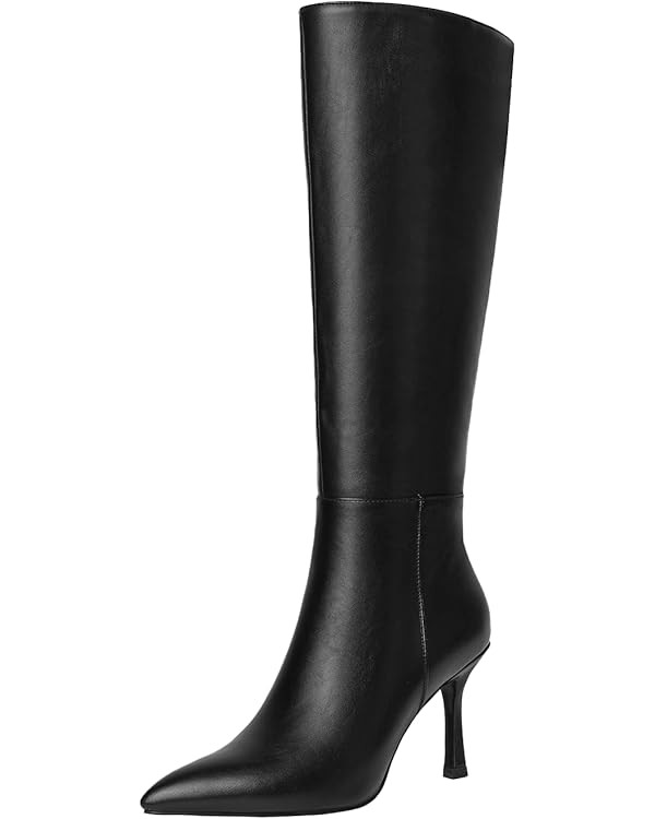 CKSNDLF Knee High Boots for Women Pointed Toe Stiletto Heel Long Boots Side Zipper Tall Boots | Amazon (US)