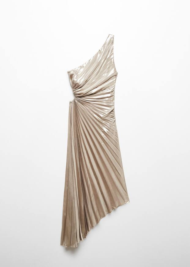 Asymmetrical pleated dress -  Women | Mango United Kingdom | MANGO (UK)