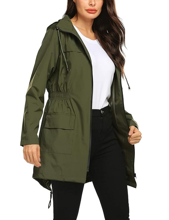 Avoogue Women Raincoat Waterproof Windbreaker Lined Rain Jacket Lightweight Trench Coats S-XXL | Amazon (US)