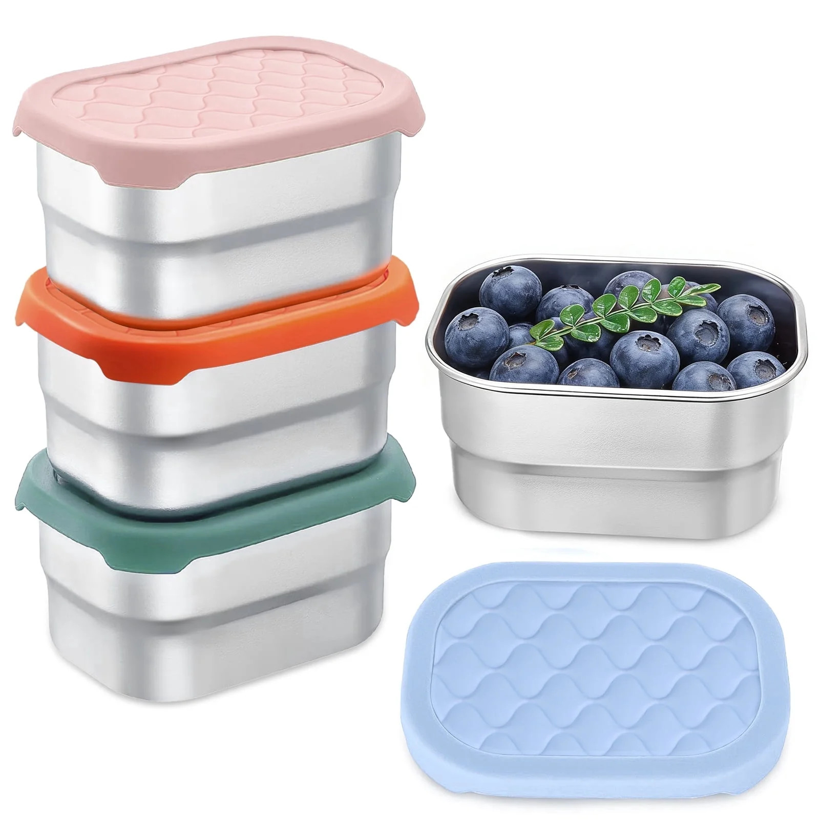 Lumikrypt 4 Pack Stainless Steel Snack Containers (8oz), Leak-Proof Metal Food Containers with Si... | Walmart (US)