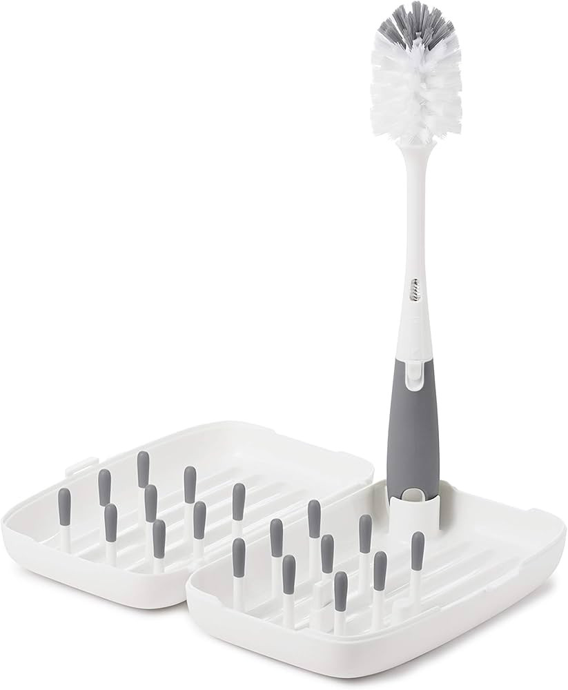 OXO Tot Travel Size Drying Rack with Bottle Brush- Gray | Amazon (US)