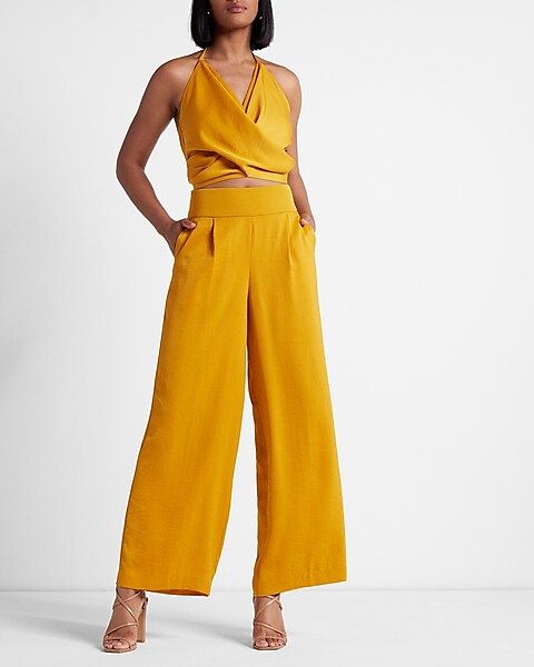 Super High Waisted Satin Wide Leg Pant | Express